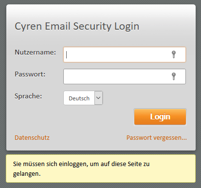 Cyren E-Mail Security Login